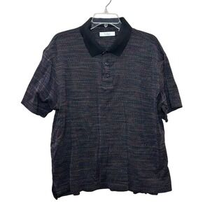 Turnbury Polo Shirt Mens Large Black Rainbow Cotton Golf Retro Casual Dad Unique